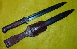 Nazi K98 Rifle Bayonet by Horster with Matching Numbers and Brown Leather Frog...$195 SOLD