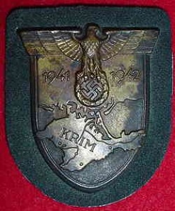 Nazi Krim Campaign Sleeve Shield with Army Wool Backing...$250 SOLD