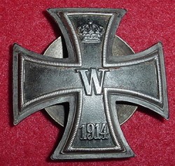 WWI German Iron Cross 1st Class 3-Piece Badge Marked 