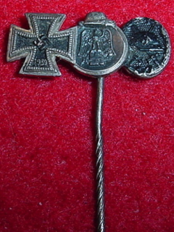 Nazi 3-Medal Stickpin Marked 