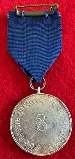 Nazi Police 8-Year Long Service Medal...$125 SOLD