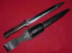 Nazi K98 Rifle Bayonet with Leather Frog (late war, mismatched)...$100 SOLD