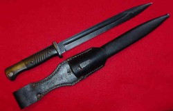 Nazi K98 Rifle Bayonet W.K.C. with Matching Numbers and Leather Frog...$250 SOLD