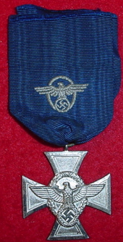 Nazi Police 18-Year Long Service Cross with Marked Ring...$125 SOLD