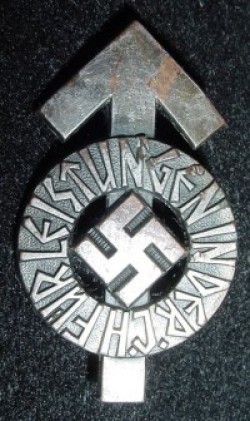 Original Nazi Hitler Youth Leistungen Badge in Silver with Serial Number...$75 SOLD
