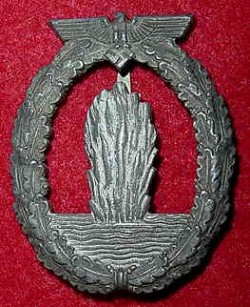 Nazi Kriegsmarine Minesweeper War Badge by R.K...$225 SOLD