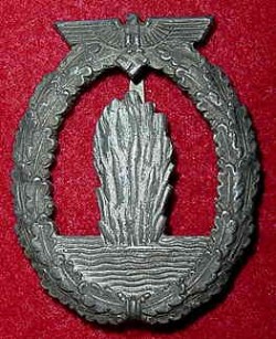 Nazi Kriegsmarine Minesweeper War Badge by R.K...$225 SOLD