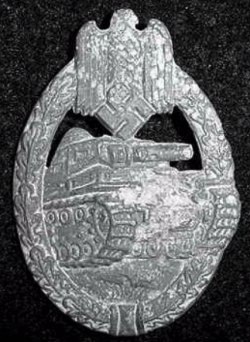 Nazi Tank Assault Badge in Silver by E. Ferdinand Wiedmann...$125 SOLD