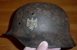 Nazi Army Single Decal M40 Helmet Shell with Soldier’s Name...$300 SOLD