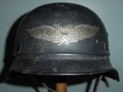 Nazi Luftschutz Helmet with Liner and Chinstrap...$200 SOLD