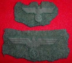 Nazi “Cut Off” Army Overseas Cap and Tunic Breast Eagle Patches...$150 SOLD