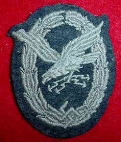 Nazi Luftwaffe EM/NCO Wireless Operator/Air Gunner Badge in Cloth...$80 SOLD