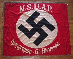 Nazi NSDAP Ortsgruppe - Gross Biewende Standarte Flag...$2,450 SOLD