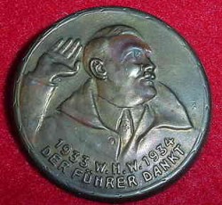 Nazi 1933/34 WHW “Der Fuhrer Dankt” Tinnie Badge...$50 SOLD