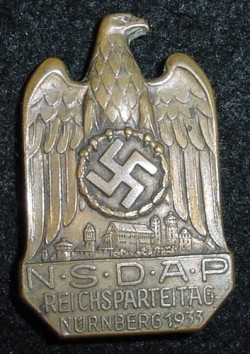Nazi 1933 NSDAP Reichsparteitag Nürnberg Badge...$50 SOLD