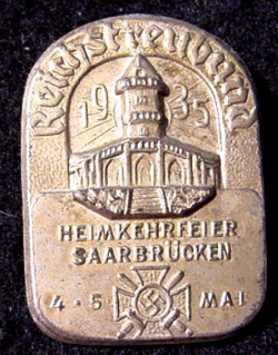 Nazi 1935 Veterans' Saarbrucken Tinnie Badge...$25 SOLD