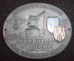 Nazi NSKK Motorgruppe Nordsee 1938 Award Plaque...$195 SOLD