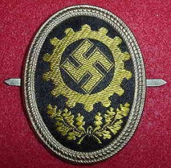 Nazi DAF Visor Hat Badge...$40 SOLD