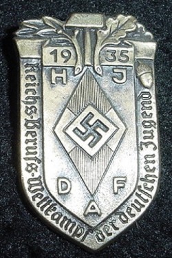 Nazi 1935 HJ-DAF Joint Competition Tinnie Badge...$45 SOLD