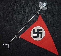 Nazi Car Pennant with Nickeled Metal Pole and RAD Poletop...$375 SOLD