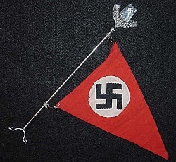 Nazi Car Pennant with Nickeled Metal Pole and RAD Poletop...$375 SOLD
