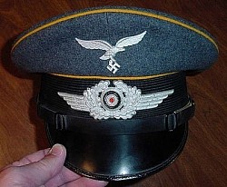 Nazi Luftwaffe EM Peaked Visor Hat by Neumann und Zoymer 1938...$695 SOLD