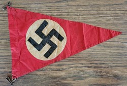 Nazi NSDAP Swastika Car Pennant with Metal Clips...$145 SOLD
