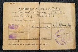 Nazi "German Descent" Provisional Identification Card for a Ukrainian Man from Lemberg (now Lviv) with SS Markings...$85 SOLD