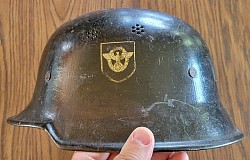 Nazi M34 Double Decal Feuerschutzpolizei Helmet with Liner...$395 SOLD