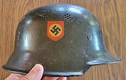 Nazi M34 Double Decal Feuerschutzpolizei Helmet with Liner...$395 SOLD