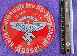 Nazi NSFK Reichs Sports Competition in Kassel Metal Enameled Plaque