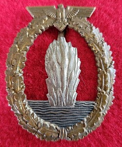 Nazi Kriegsmarine Minesweeper War Badge By Rudolf Karneth & Söhne...$185 SOLD