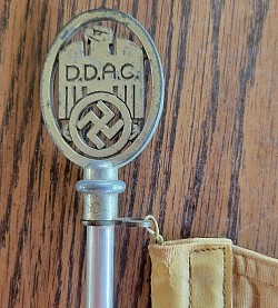 Nazi Der Deutsche Automobil-Club (DDAC) Car Pennant with Staff and Topper...$450 SOLD