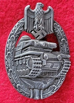 Original Nazi Silver Panzer Assault Badge - 