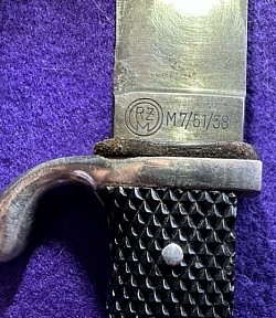 Nazi Hitler Youth Knife by Anton Wingen Jr. with Transitional RZM Marking and Maker's Logo...$425 SOLD