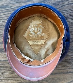 Nazi Feuerschutzpolizei NCO’s Visor Cap with Owner's Name...$385 SOLD