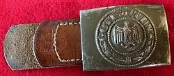 Nazi Army EM Belt Buckle by Berg & Nolte with Leather Tab Dated 1941...$125 SOLD