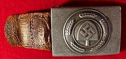 Nazi Reichsarbeitdienst (RAD) EM Belt Buckle with 1936-Dated Leather Tab and 