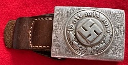 Nazi Police EM Belt Buckle with Leather Tab by Richard Sieper & Sohne...$140 SOLD