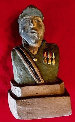 Original WWII Japanese Earthenware Bust of Japanese Soldier