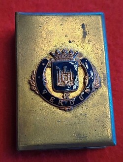 WWI Brass Matchbox Holder with Verdun Insignia