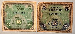 Original WWII France Allied Military Currency Series 1944 (Two Banknotes)...$10 set SOLD