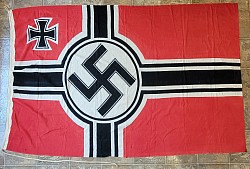 Original Nazi Large Kriegsmarine Battle Flag with Halyard Rope (Veteran-Bring-Back)