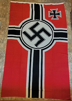Original Nazi Large Kriegsmarine Battle Flag with Halyard Rope (Veteran-Bring-Back)