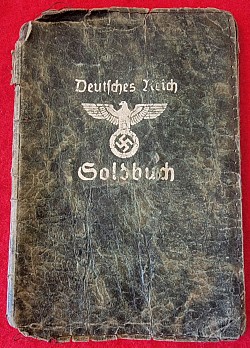 Original Nazi Luftwaffe Soldbuch to Flak NCO Soldier with Photo, Leatherette Cover and Other Documents