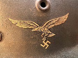 Original Nazi Luftwaffe M40 Single Decal Combat Helmet with Liner