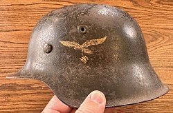 Original Nazi Luftwaffe M42 Single Decal Helmet with Partial Liner