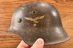 Original Nazi Luftwaffe M42 Single Decal Helmet with Partial Liner
