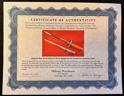 Certificate of Authenticity