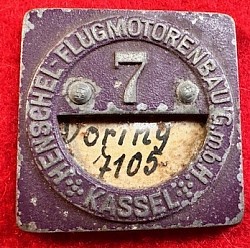 Original Nazi-Era Henschel Aircraft Engine Plant in Kassel Workers Badge